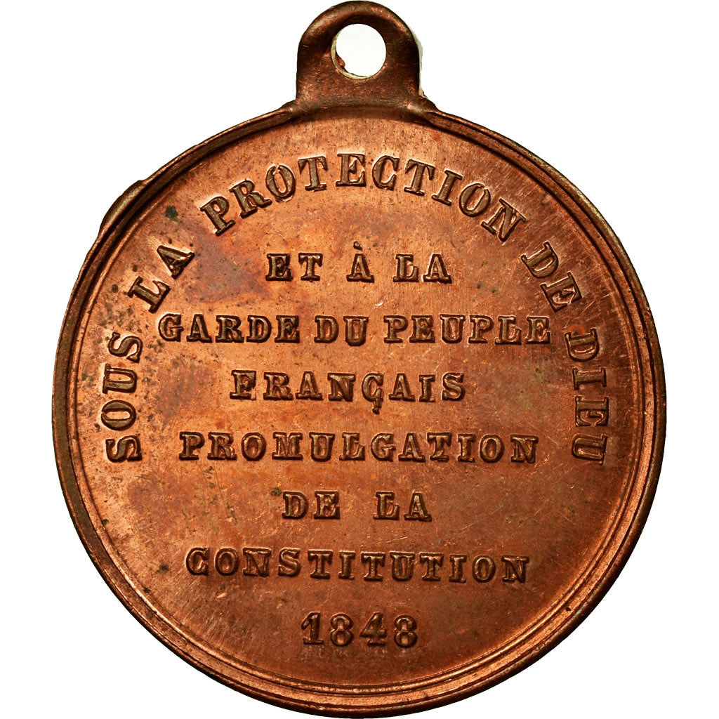 France, Medal, Révolution, Fête de la Constitution, Strasbourg, 1848, MS(63)