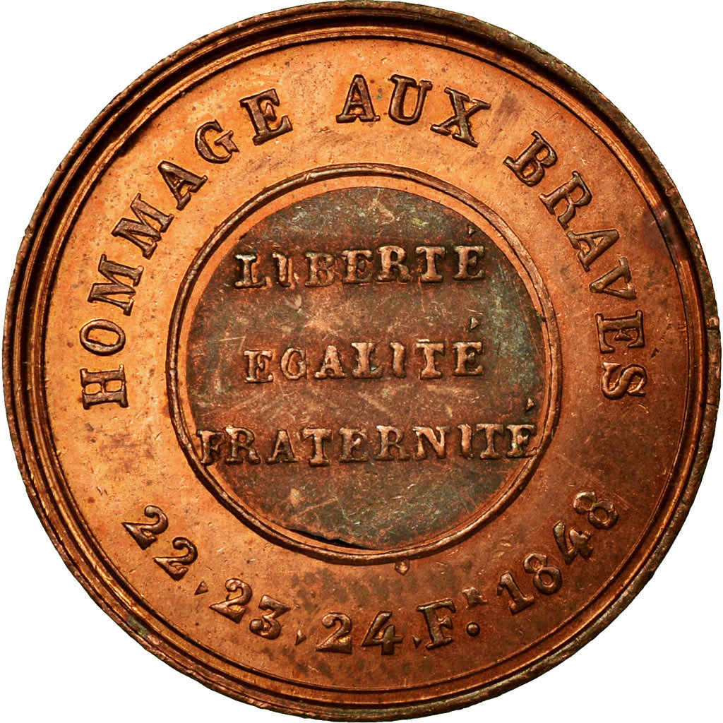 Francja, Medal, Deuxième République, Révolution, Hommage aux Braves, 1848