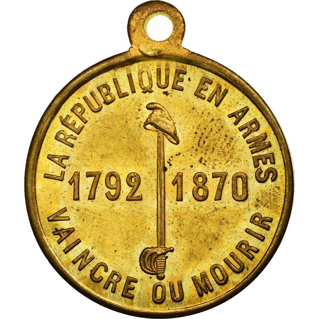 Francja, Medal, Léon Gambetta, La République en Armes, 1870, AU(55-58)