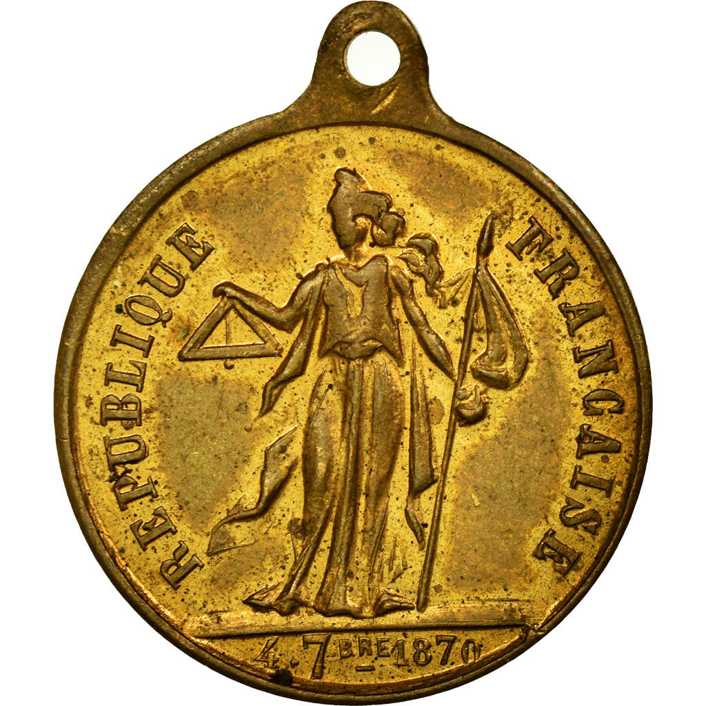 France, Medal, Le Gouvernement de la Défense Nationale, 1870, AU(50-53), Brass