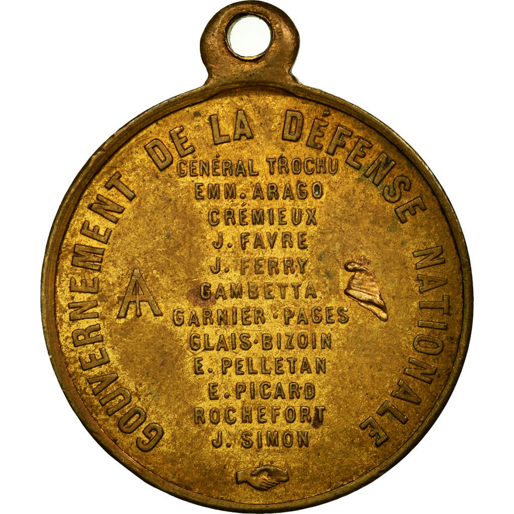 Francia, medaglia, Le Gouvernement de la Défense Nationale, 1870, BB+, Ottone