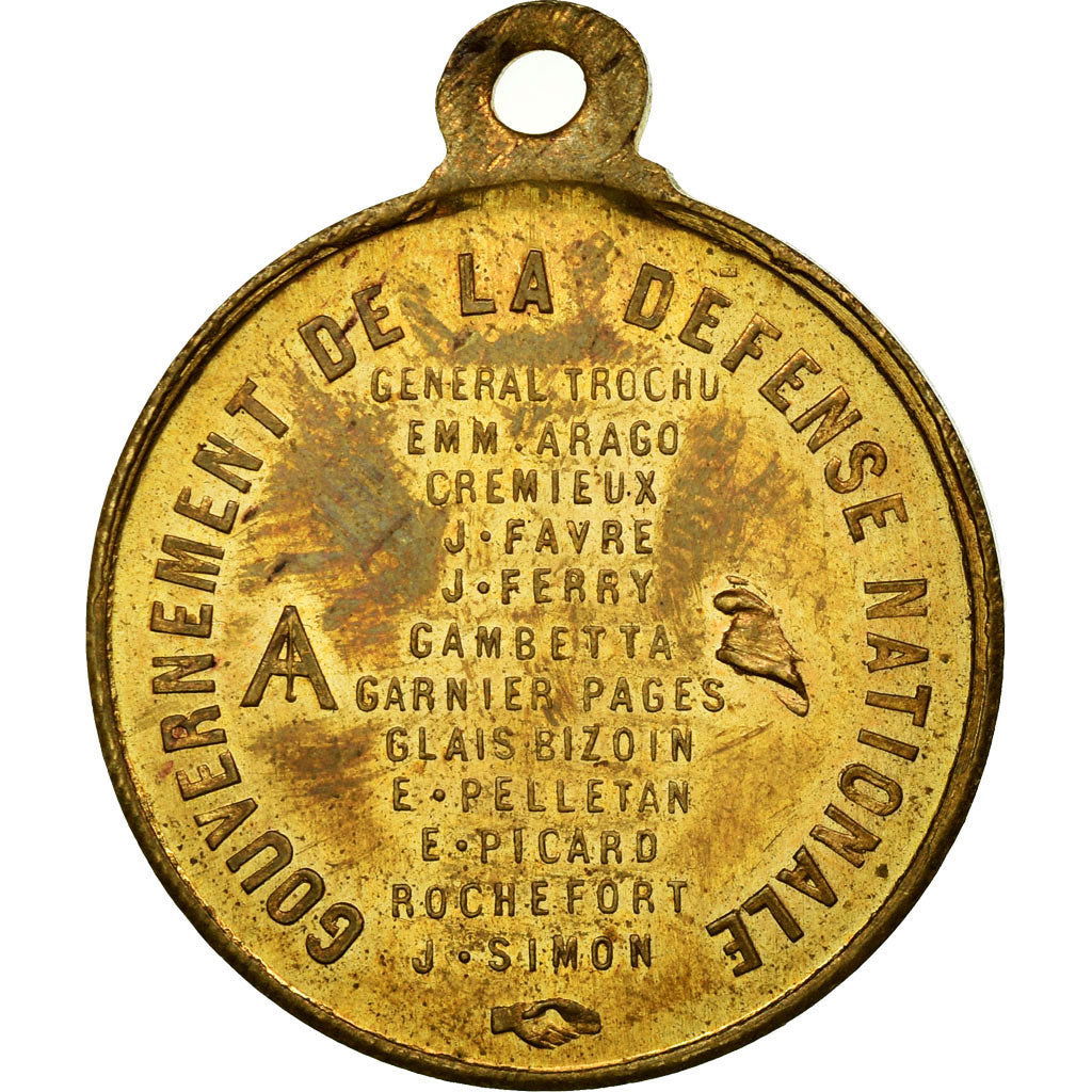 France, Medal, Le Gouvernement de la Défense Nationale, 1870, AU(50-53), Brass