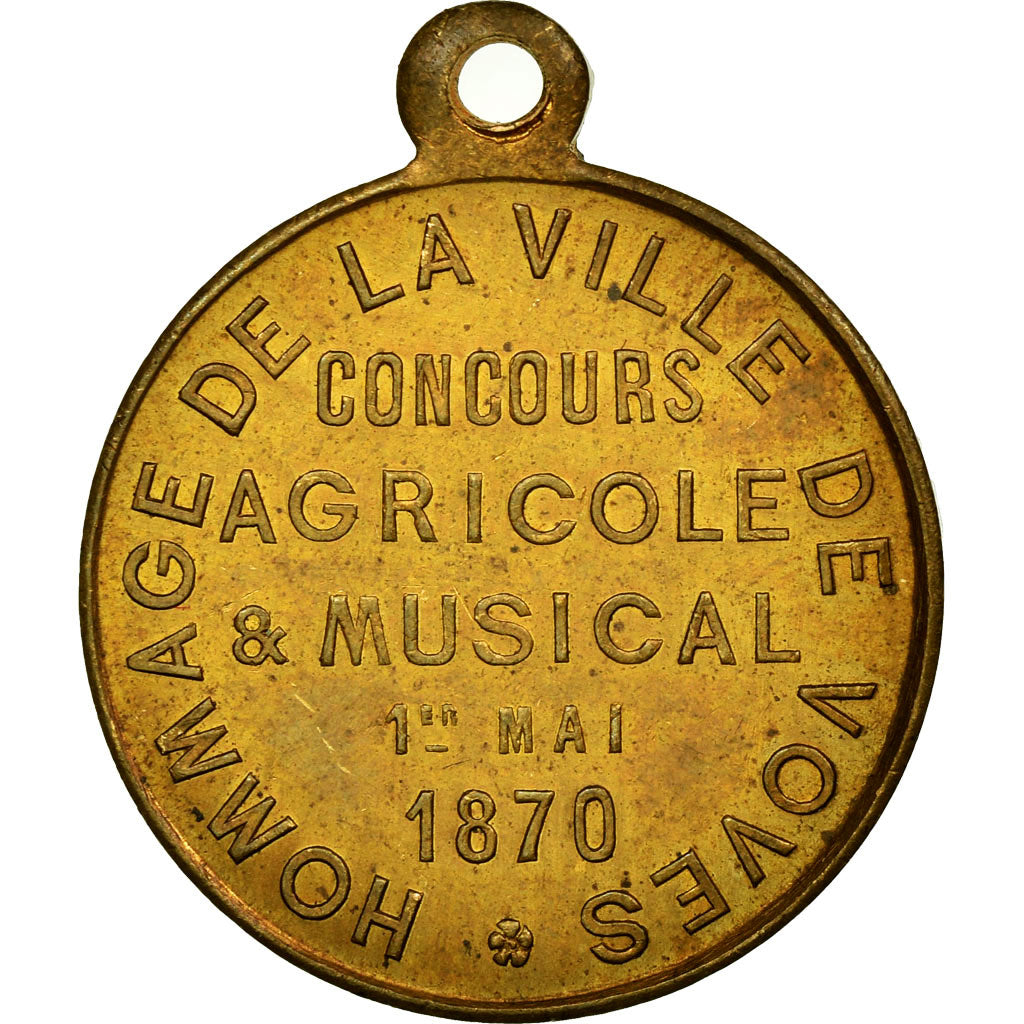 France, Medal, Concours Agricole et Musical, Ville de Noves, 1870, AU(55-58)