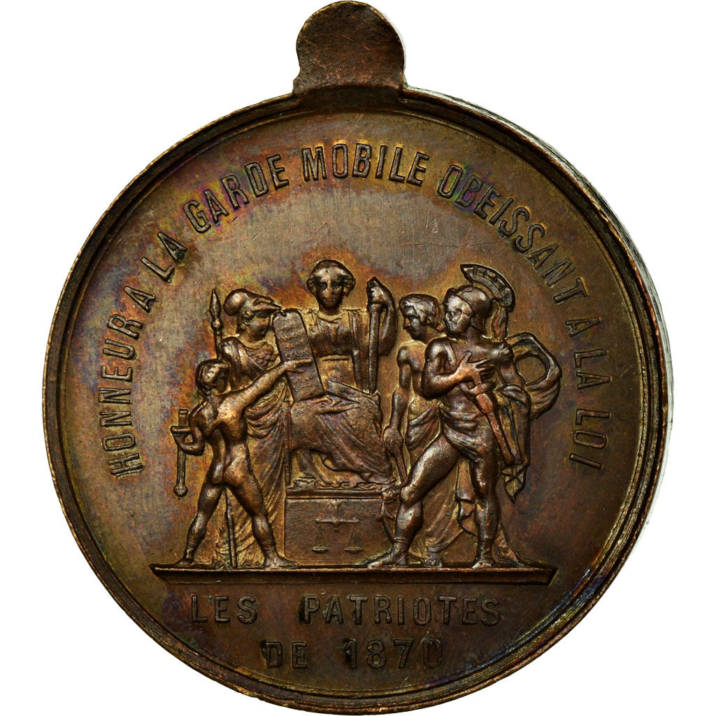 France, Medal, Le citoyen Gambetta, Honneur à la Garde Mobile, 1870, AU(55-58)