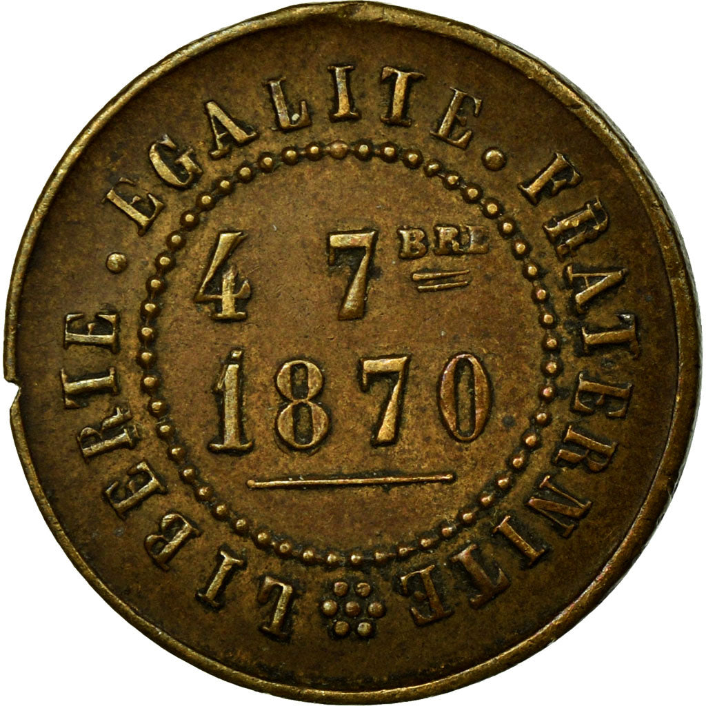 France, Médaille, Troisième République, Marianne, 1870, TTB+, Cuivre