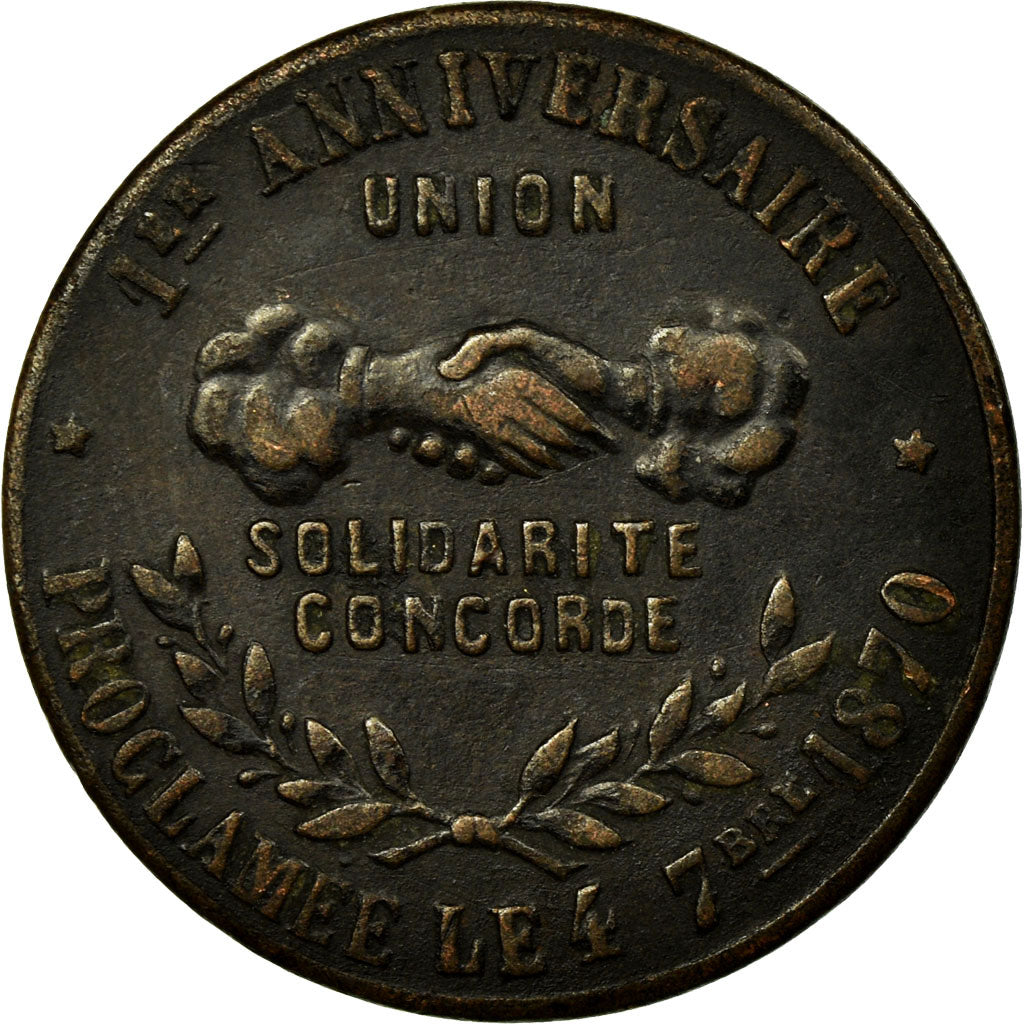 France, Medal, Troisième République, Union Solidarité Concorde, 1870