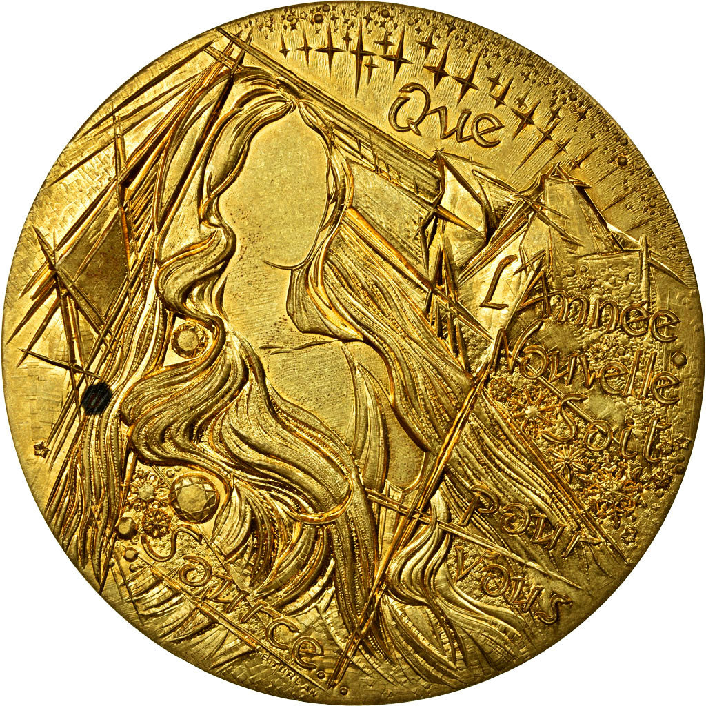 France, Medal, Voeux, Nouvelle Année, 1983, Turlan, AU(55-58), Bronze