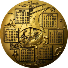 Frankreich, Medaille, Calendrier, Mer, Poissons, Bateau, 1996, Asselbergs, VZ+