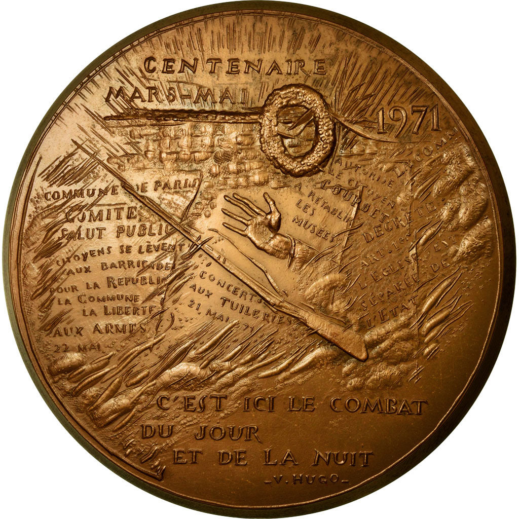 France, Medal, Centenaire de la Commune de Paris, Victor Hugo, 1975, Corbin