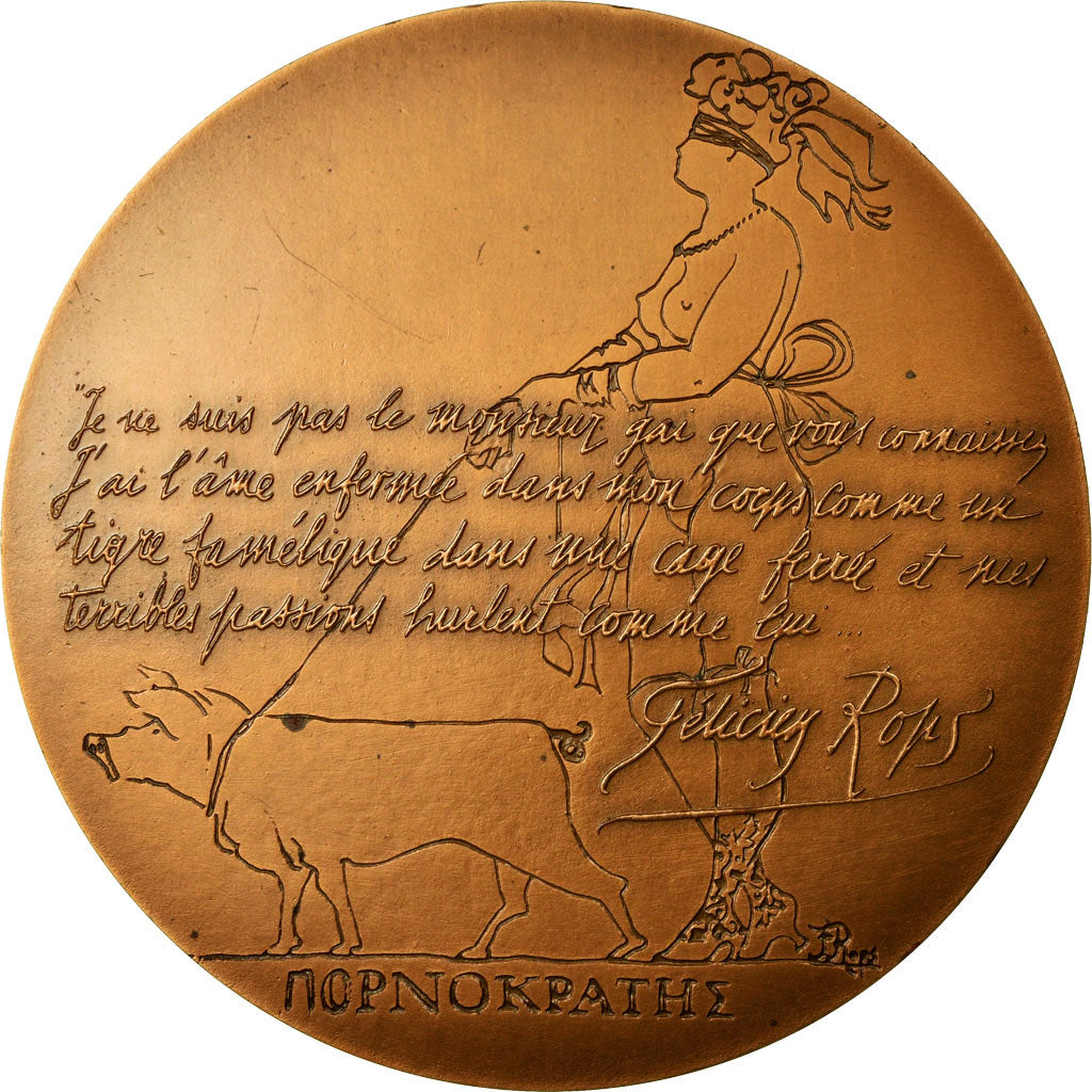 Belgium, Medal, Peinture, Félicien Rops, 1983, MS(63), Bronze