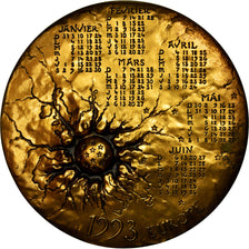 France, Medal, Calendrier, Femme nue et Taureau, Europe, 1993, Mayot, MS(60-62)
