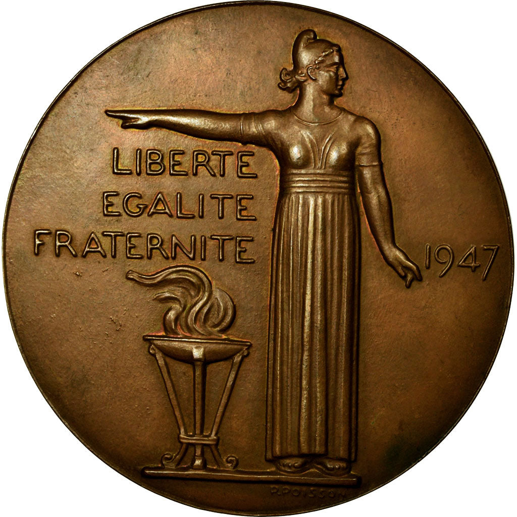 France, Médaille, Vincent Auriol, Président de la République, 1947, Poisson