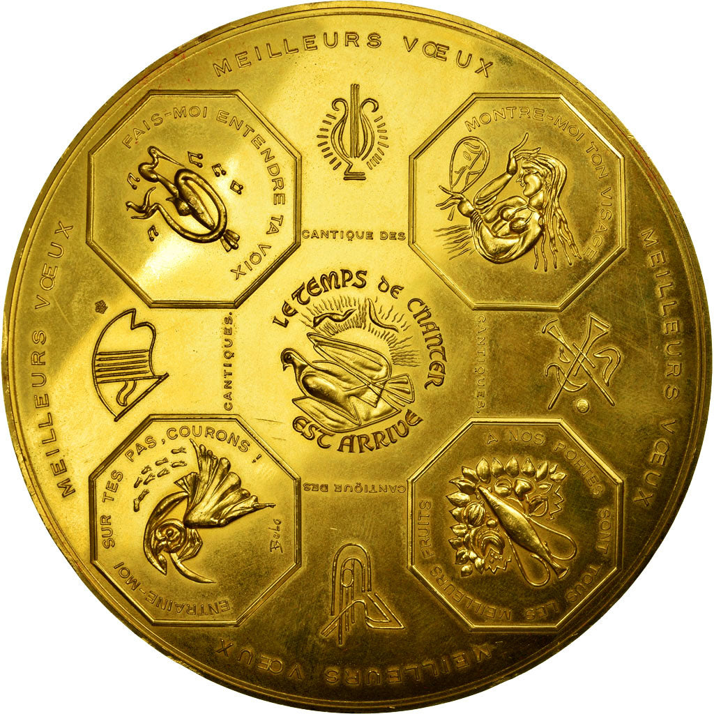 Frankrijk, Medaille, Voeux, Nouvelle Année, Belo, UNC-, Gilt Bronze