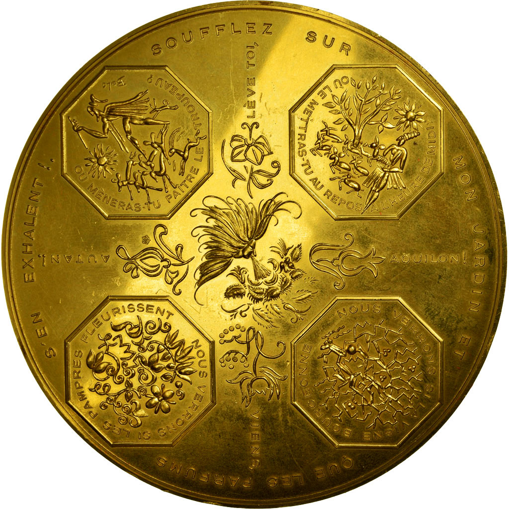 Frankrijk, Medaille, Voeux, Nouvelle Année, Belo, UNC-, Gilt Bronze