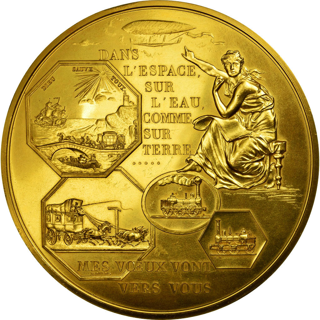 France, Médaille, Nouvelle Année, Mes Voeux vont vers Vous, Bateaux, 1966