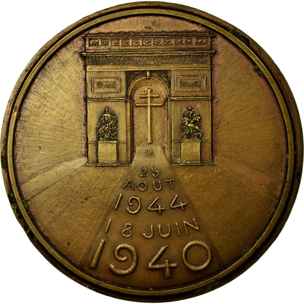 France, Medal, Charles De Gaulle, Arc de Triomphe, 1945, Rivaud, EF(40-45)