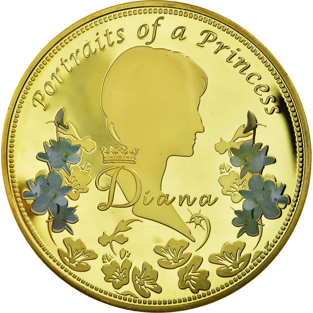 Regno Unito, medaglia, Portraits de la Princesse Diana, FDC, Rame dorato