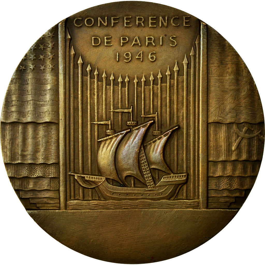 France, Medal, Art Déco, Conférence de Paris, 1946, Cochet, AU(55-58), Bronze