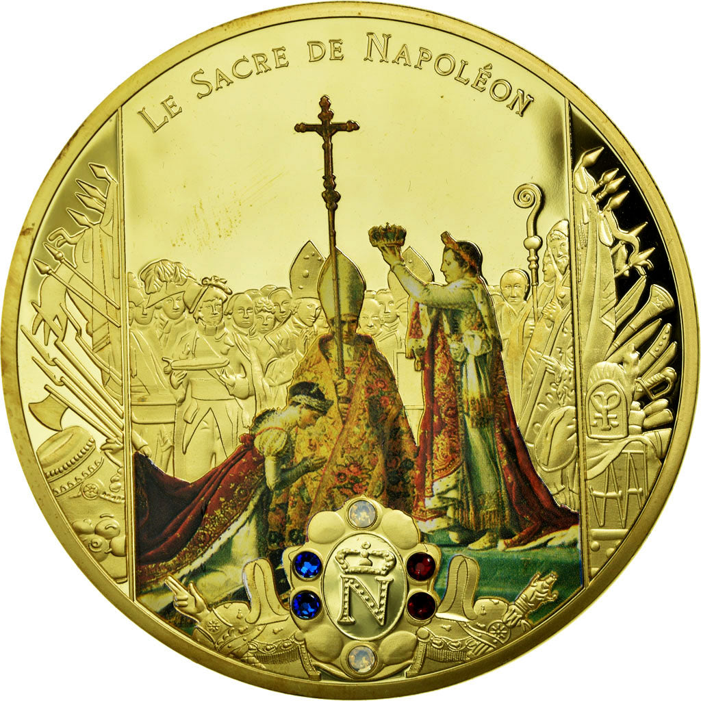 France, Medal, Le sacre de Napoléon Ier par Pie VII, MS(64), Copper Gilt