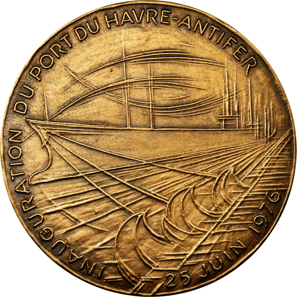 France, Médaille, Inauguration du Port du Havre-Antifer, 1976, SPL, Bronze
