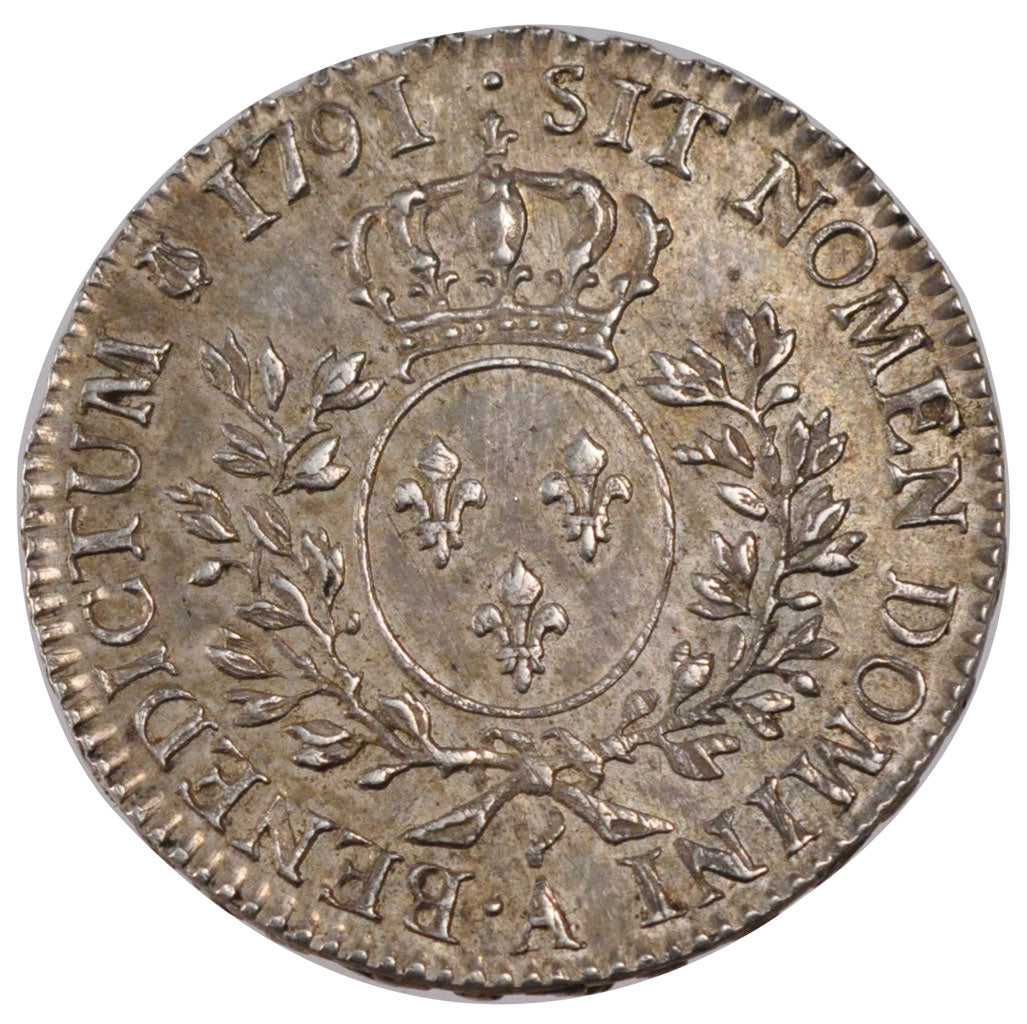 FRANCE, 1/2 Ecu, 1791, Paris, MS(60-62), Silver, Gadoury #355, 15.00