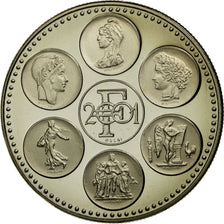 France, Médaille, Coq, Fin du Cours Légal du Franc, 2001, Chaplain, FDC