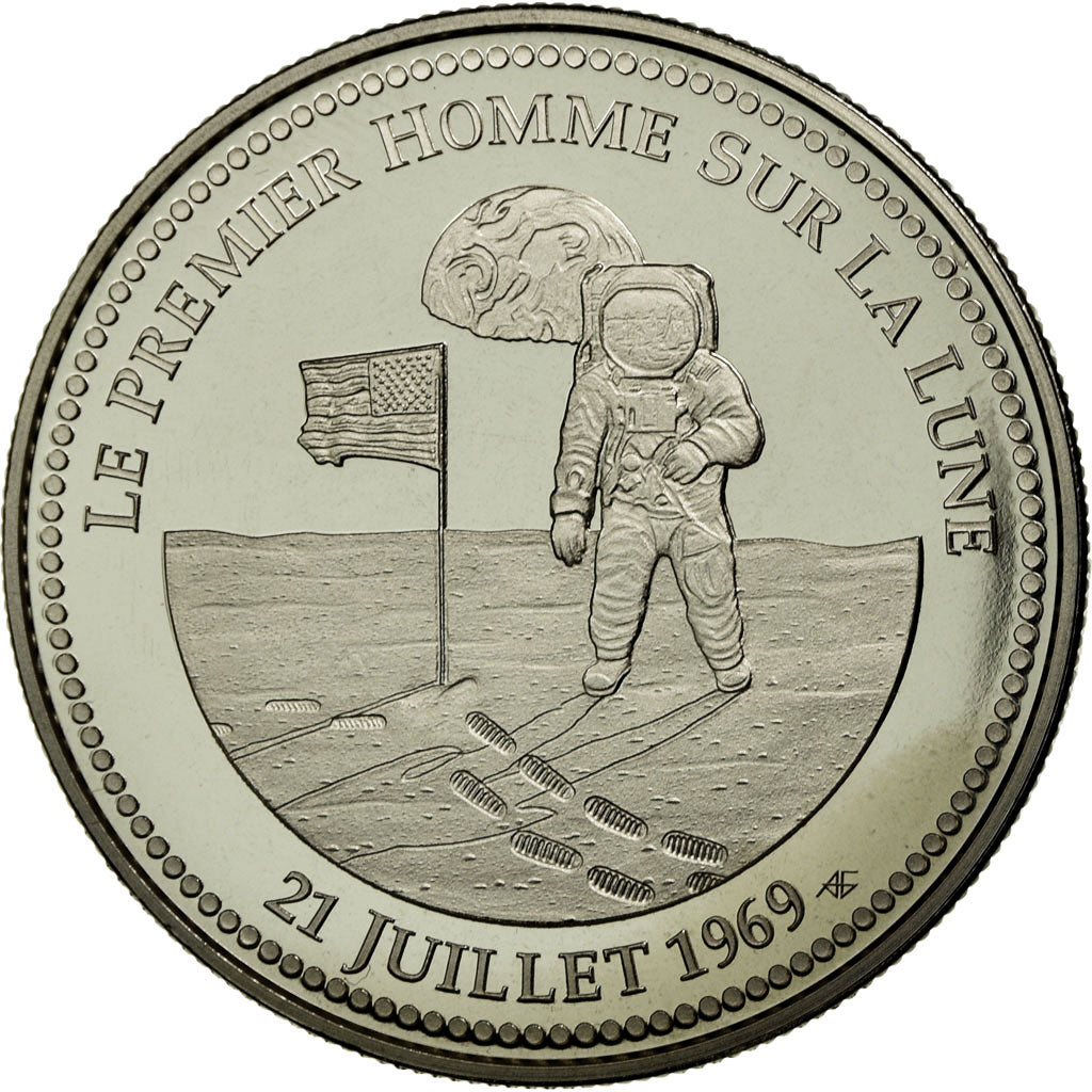 France, Medal, Apollo 11, Le Premier Homme sur la Lune, MS(65-70), Copper-nickel