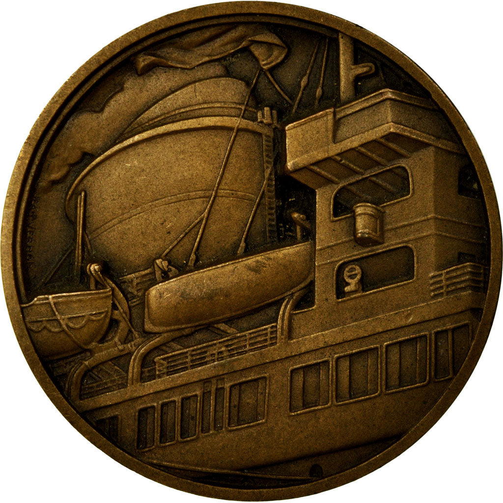 France, Medal, Compagnie Générale Transatlantique, Champlain, 1932, Vernon