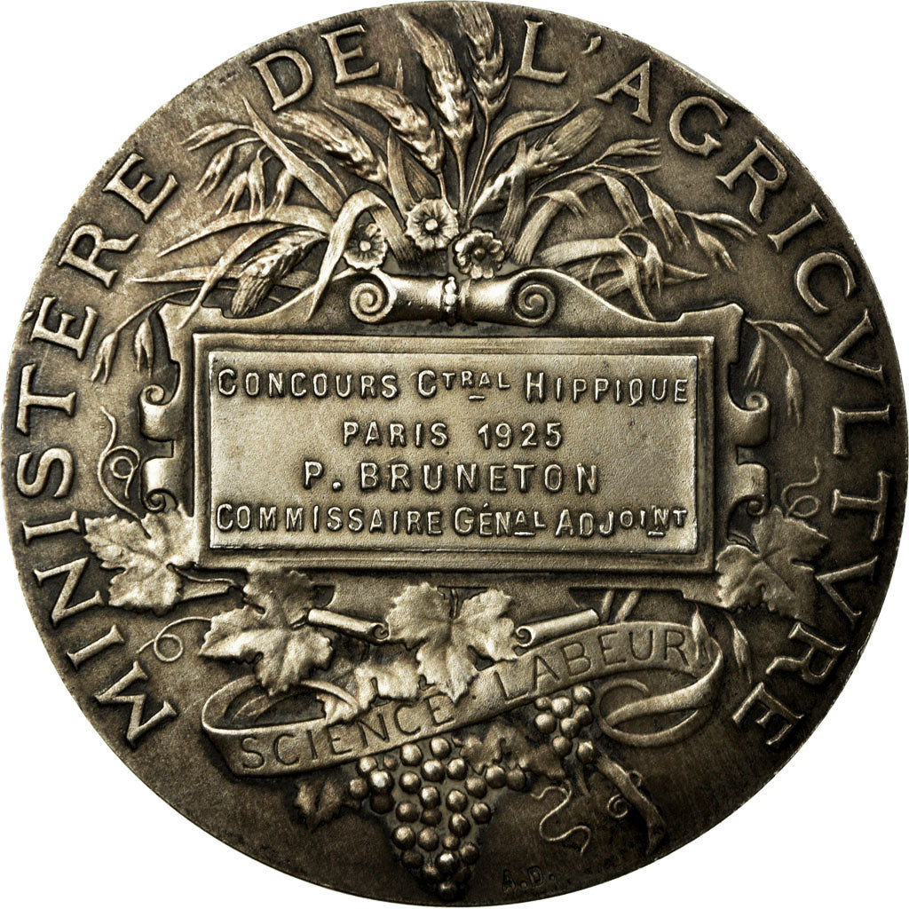 France, Medal, Agriculture, Concours Central Hippique, Paris, 1925, Dubois.A