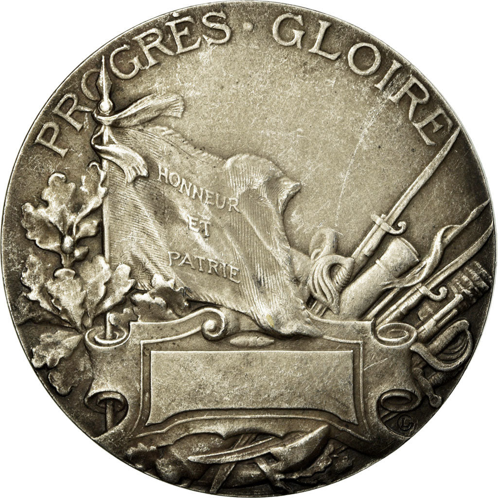 France, Médaille, Art Nouveau, Labor, Progrès-Gloire, 1910, Lemaire, TTB+