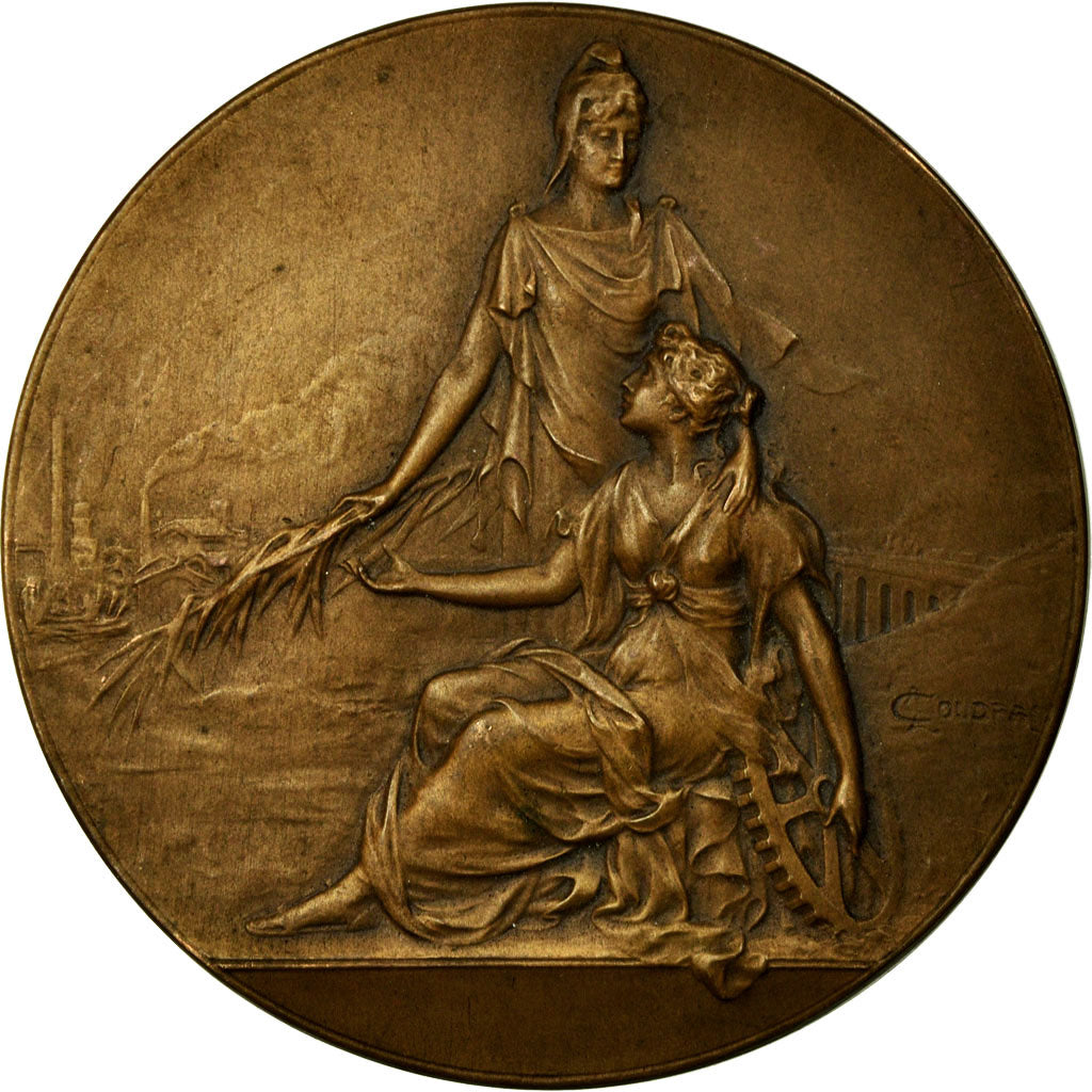 France, Medal, Art Nouveau, Commerce et Industrie, Coudray, AU(50-53), Bronze