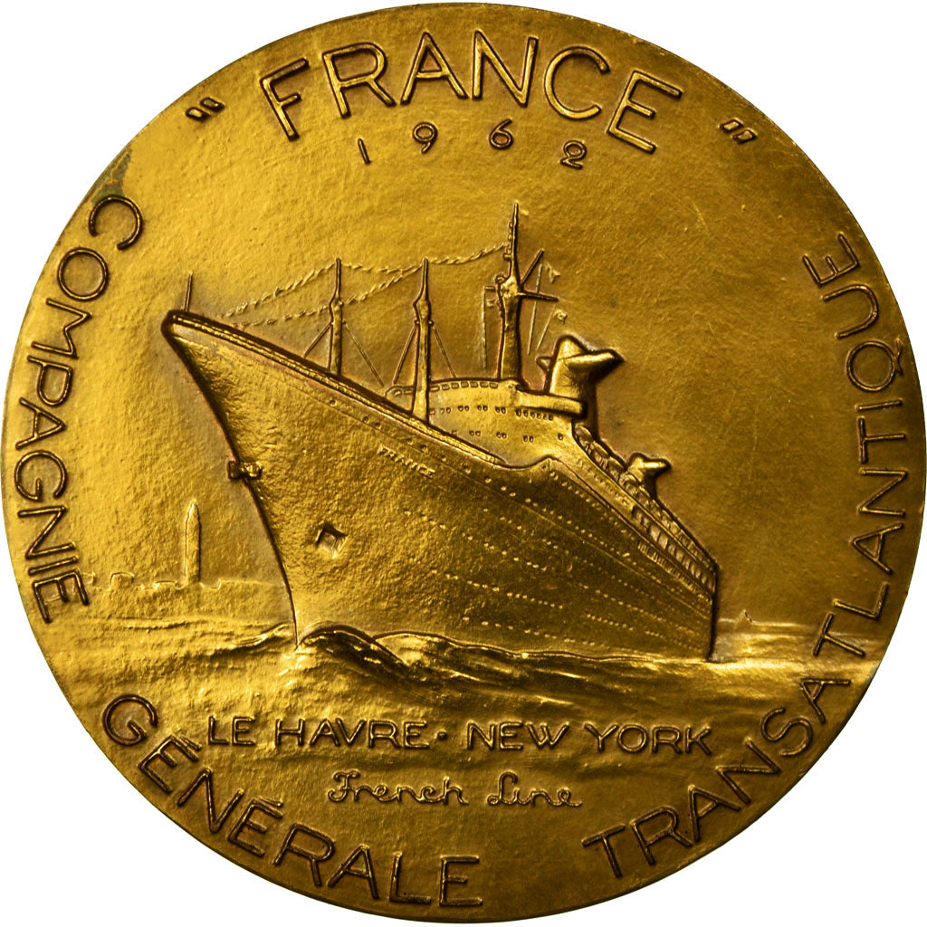 France, Medal, Compagnie Générale Transatlantique, France, 1962, Coeffin