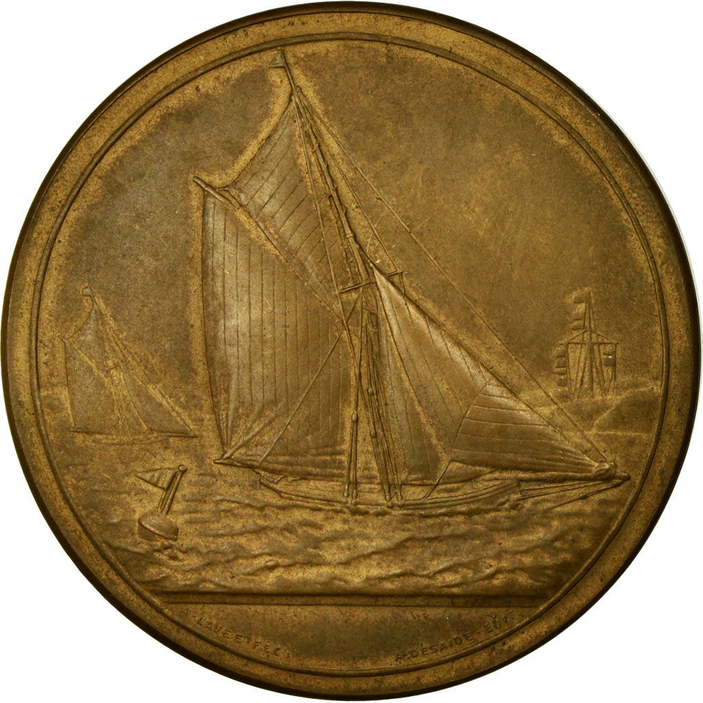 France, Medal, Bateaux à Voile, Mer, La Bernerie, 1903, Desaide, AU(50-53)