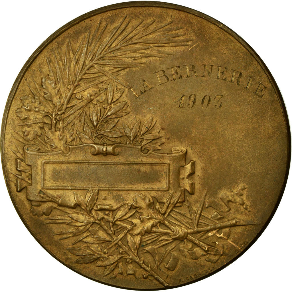 France, Medal, Bateaux à Voile, Mer, La Bernerie, 1903, Desaide, AU(50-53)