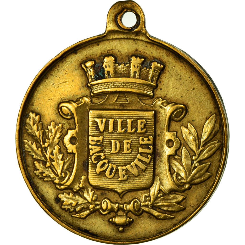France, Médaille, Ville de Bacqueville, Normandie, Cavalcade, 1888, TTB+