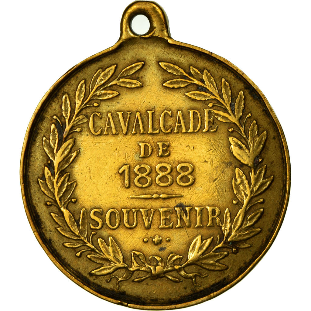 France, Médaille, Ville de Bacqueville, Normandie, Cavalcade, 1888, TTB+
