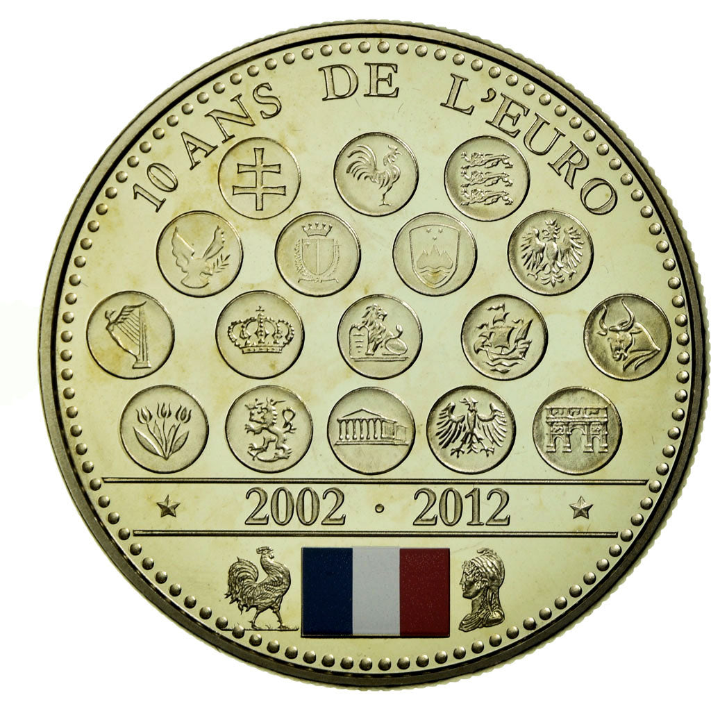 Francia, medaglia, L'Europe des XXVII, 10 Ans de l'Euro, 2012, FDC, Rame-nichel