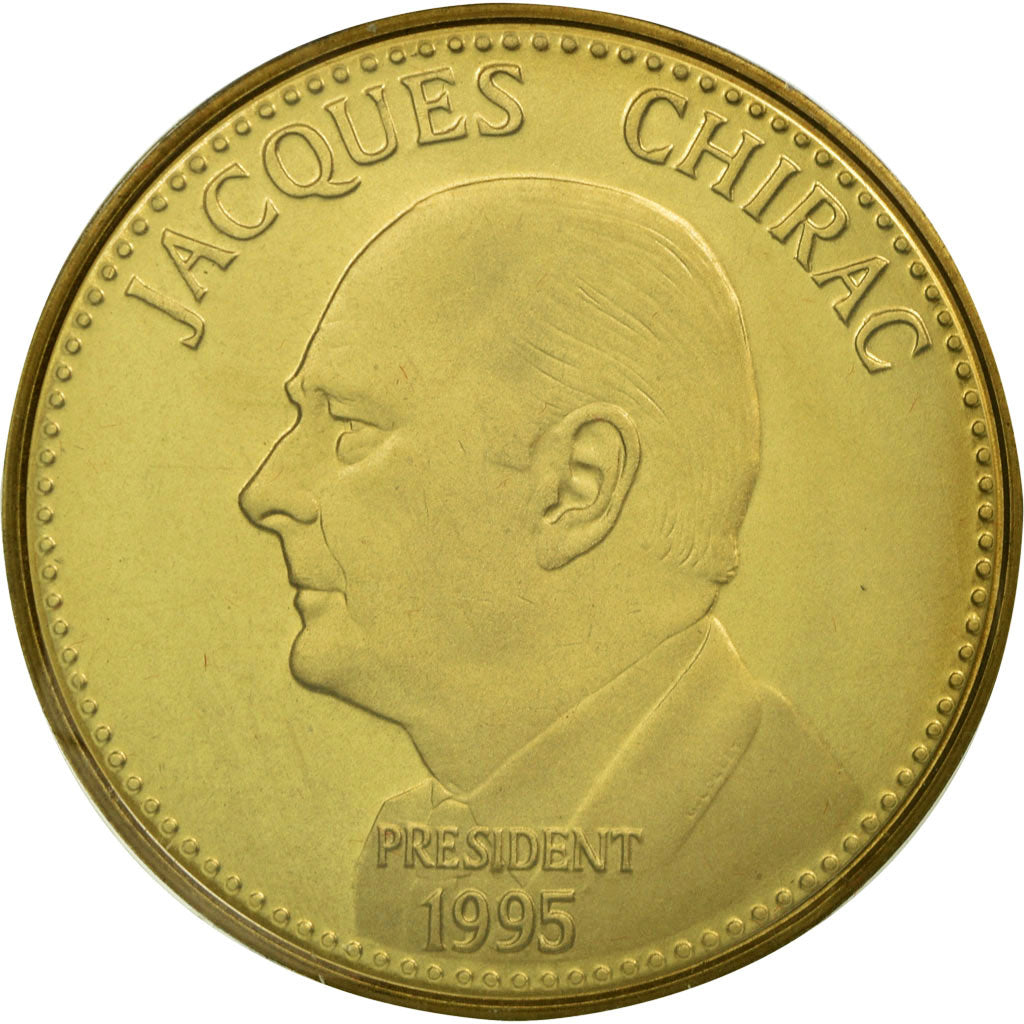 France, Medal, Jacques Chirac, Elections Présidentielles, 1995, MS(65-70), Gilt