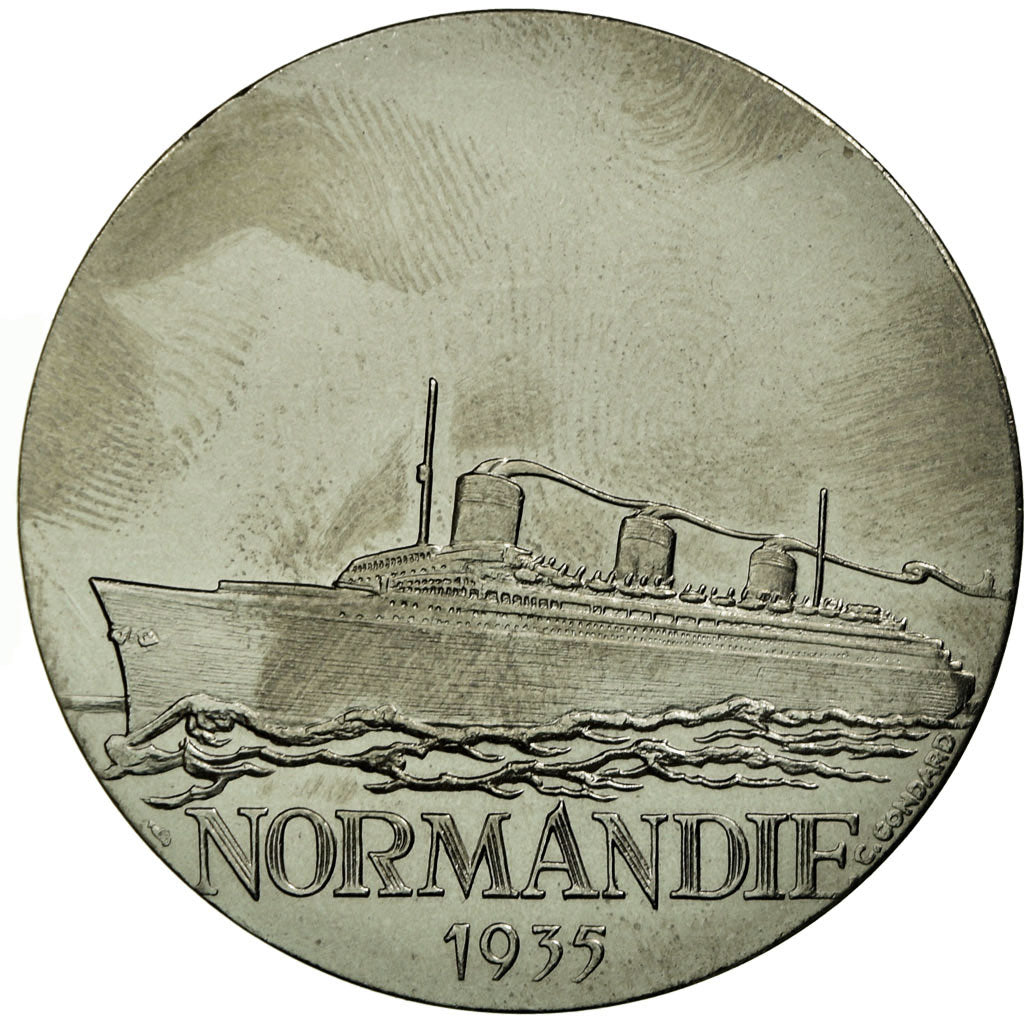 France, Medal, Compagnie Générale Transatlantique, Normandie, C. Gondard