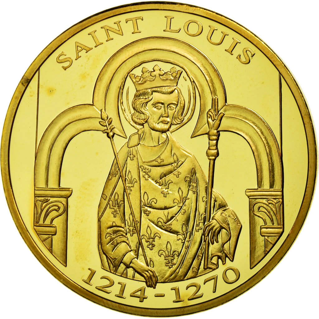Frankrijk, Medaille, Histoire de France, Saint-Louis, FDC, Copper Gilt