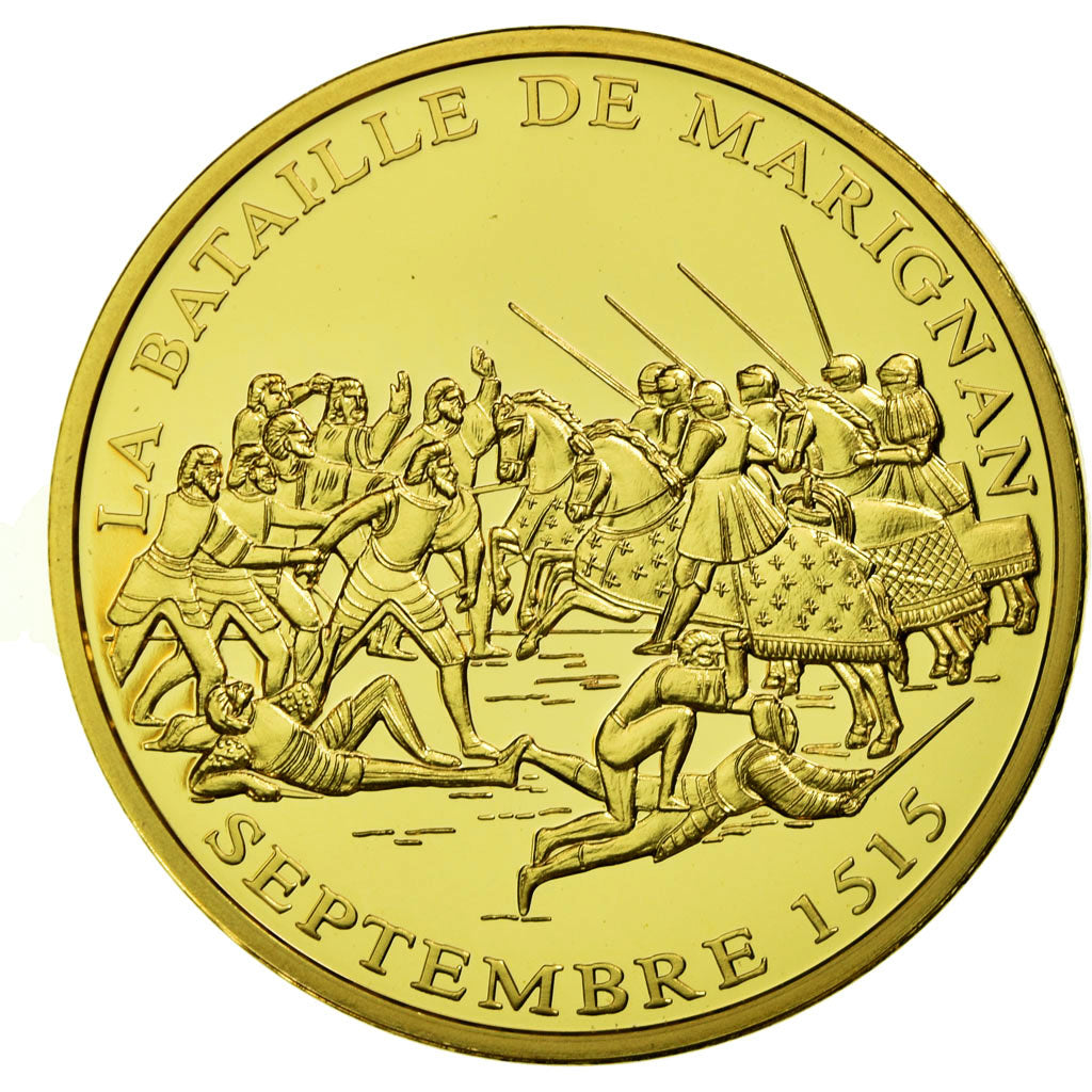 France, Medal, François Ier, Bataille de Marignan, MS(65-70), Copper Gilt