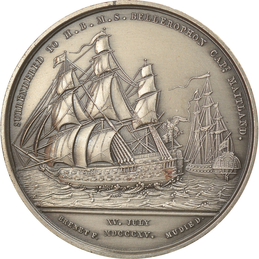 France, Médaille, Napoléon Ier, HMS Bellerophon, 1969, Brenet, Refrappe, SPL+
