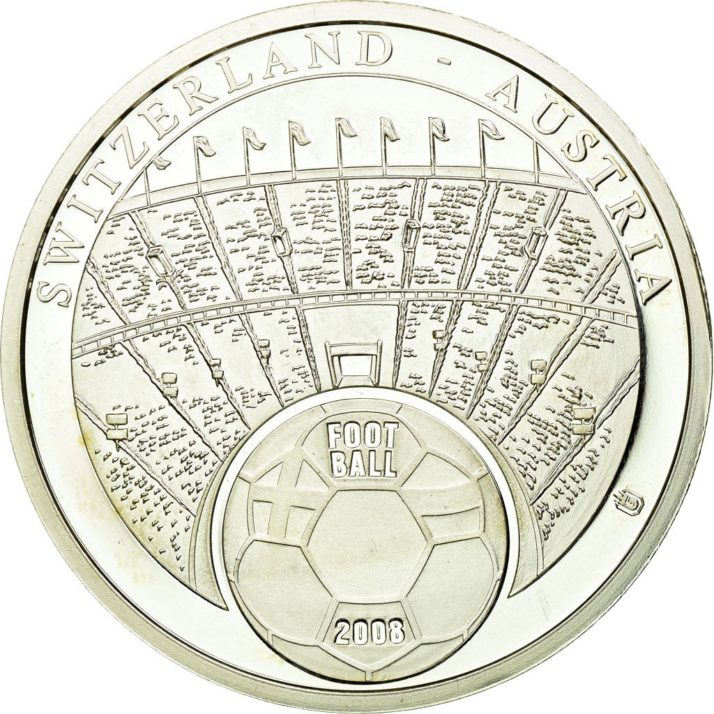 França, Medal, Euro de Football, Suisse-Autriche, 2008, MS(64), Prata Cromada a