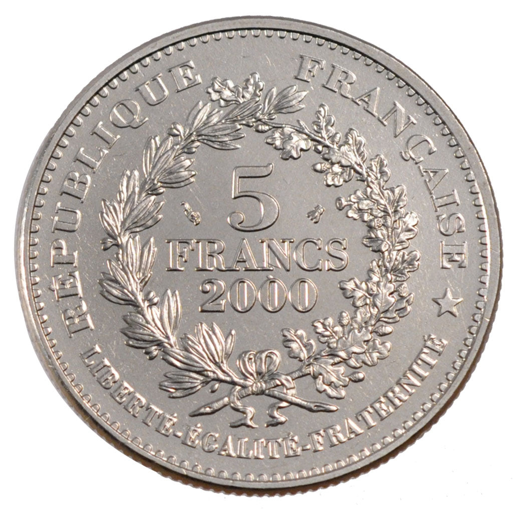 Francia, Denier de Charlemagne, 5 Francs, 2000, SPL, Nichel placcato rame-nic...