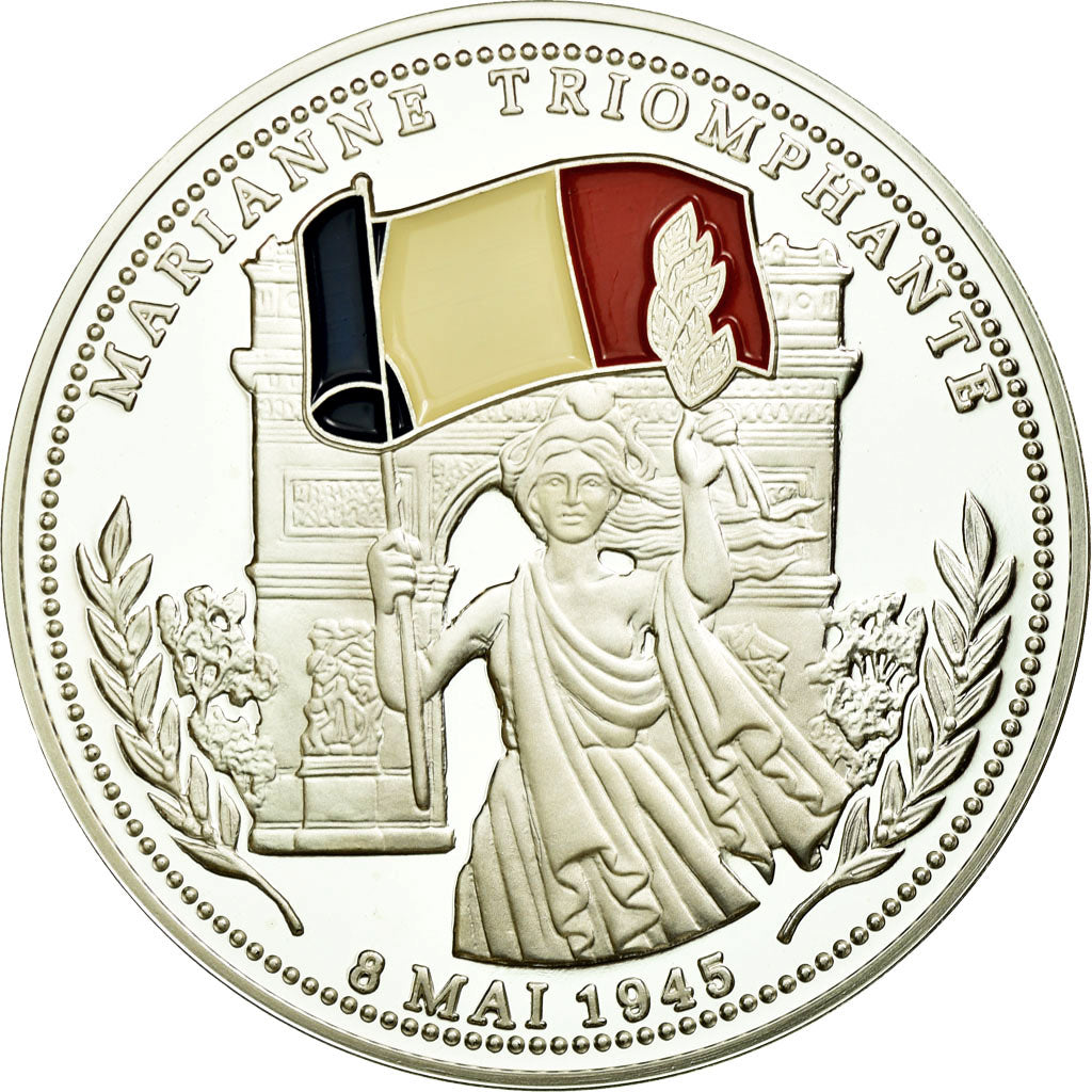 Francia, medaglia, Seconde Guerre Mondiale, Marianne Triomphante, FDC, Argento
