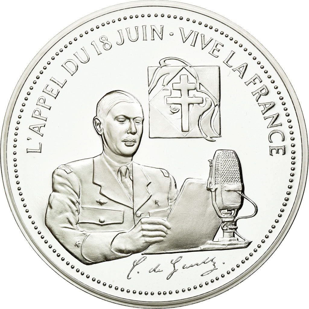 France, Médaille, De Gaulle, l'Appel du 18 juin, FDC, Argent