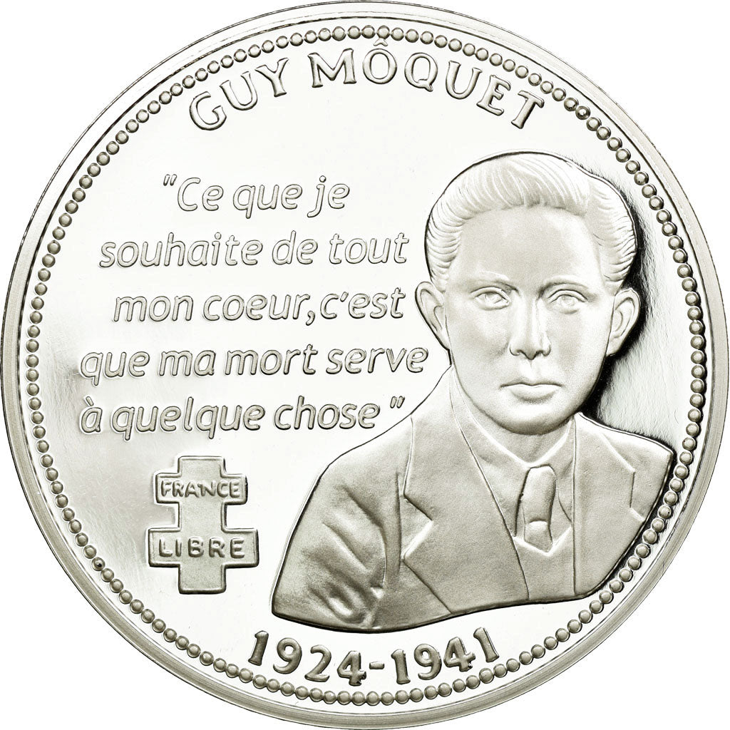 Francia, medaglia, Seconde Guerre Mondiale, Guy Moquet, FDC, Argento