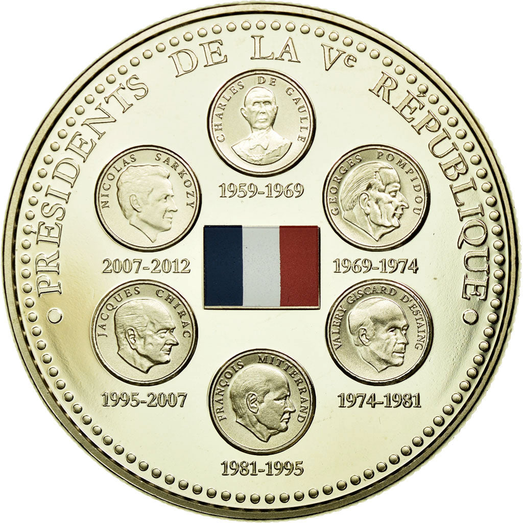Francia, medaglia, Les Présidents de la Vème République, FDC, Rame-nichel