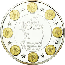 France, Medal, 10 Ans de l'Euro, Irlande, MS(65-70), Copper Plated Silver