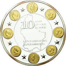 France, Medal, 10 Ans de l'Euro, Luxembourg, MS(65-70), Copper Plated Silver